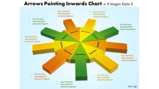 Strategic Management Arrows Pointing Inwards Chart 9 Stages Style 3 Sales Diagram