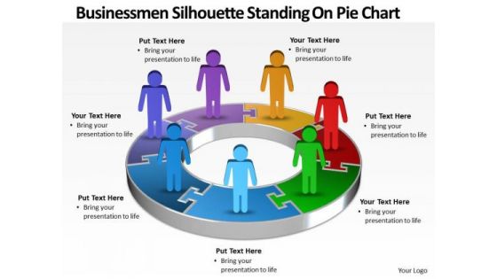 Strategic Management Busines Men Silhouettes Standing On Pie Chart Business Diagram