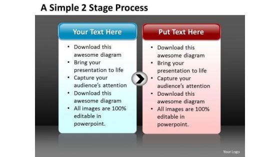 Strategic Management Business PowerPoint Templates Simple 2 Stage Sales Diagram