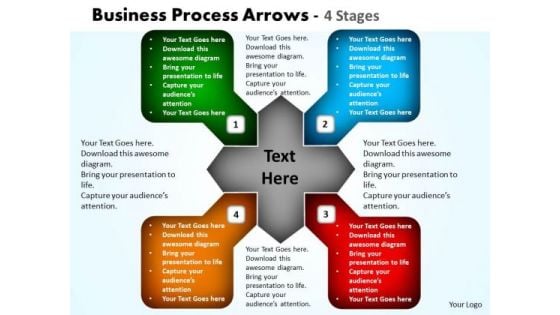 Strategic Management Business Process Arrows 4 Stages 10 Business Framework Model