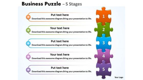 Strategic Management Business Puzzle 5 Stages Business Diagram