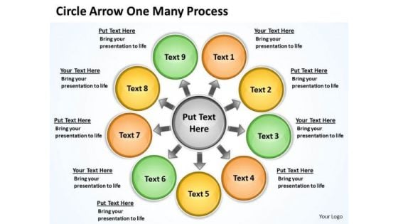 Strategic Management Circle Arrow One Many Process Business Diagram