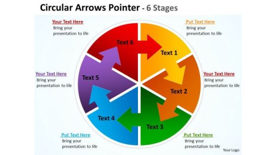 Strategic Management Circular Arrows Diagram Pointer 6 Stages Consulting Diagram