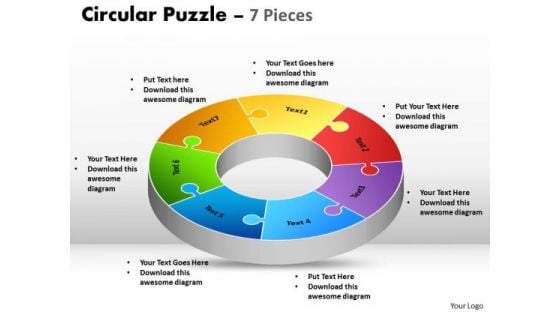 Strategic Management Circular Diagram Puzzle 7 Pieces Marketing Diagram