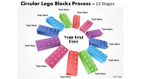 Strategic Management Circular Lego Blocks 12 Stages Business Diagram