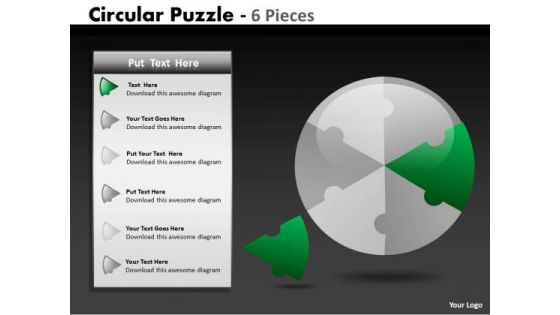 Strategic Management Circular Puzzle 6 Pieces Business Diagram