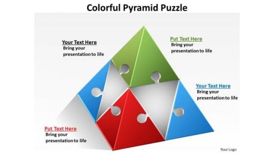 Strategic Management Colorful Pyramid Puzzle Sales Diagram