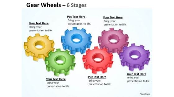 Strategic Management Gear Wheels 6 Stages Consulting Diagram