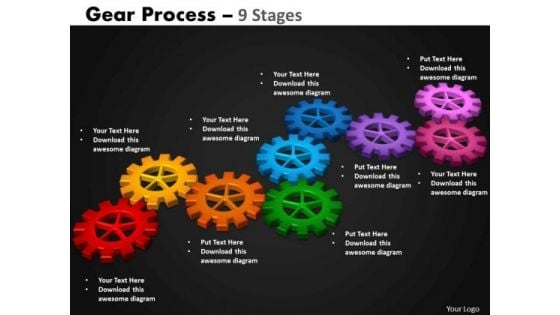 Strategic Management Gears Process 9 Stages Business Cycle Diagram