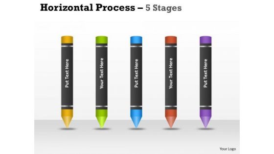 Strategic Management Horizontal Process 5 Stages Crayons Marketing Diagram