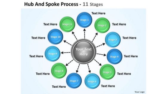 Strategic Management Hub And Spoke Process 11 Stages Sales Diagram