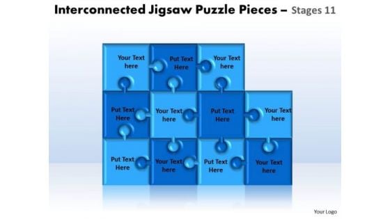 Strategic Management Interconnected Jigsaw Puzzle Pieces Stages 11 Business Diagram