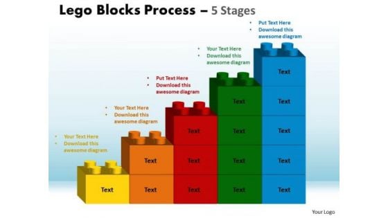 Strategic Management Lego Blocks Process 5 Stages Business Diagram