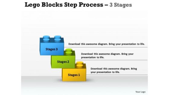 Strategic Management Lego Blocks Step Process 3 Stages Business Cycle Diagram