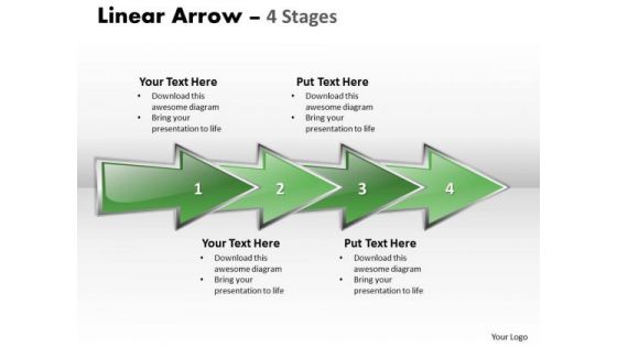 Strategic Management Linear Arrow 4 Stages Sales Diagram
