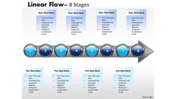 Strategic Management Linear Flow 8 Stages Sales Diagram