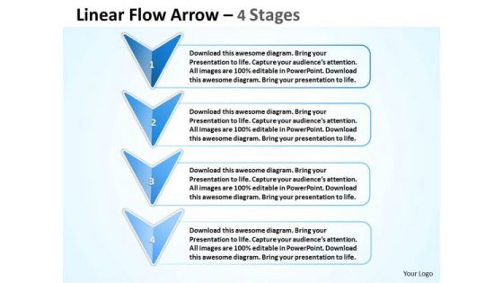 Strategic Management Linear Flow Arrow 4 Stages Business Cycle Diagram