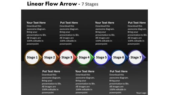 Strategic Management Linear Flow Arrow 7 Stages Business Diagram