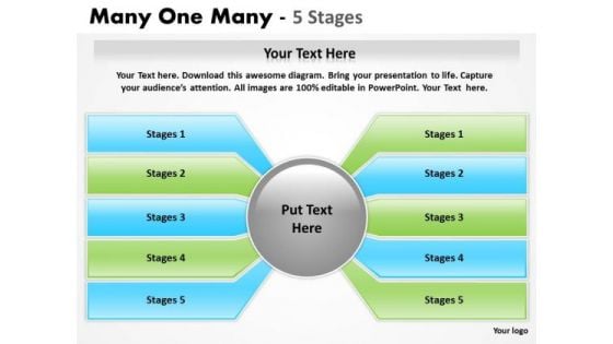 Strategic Management Many One Many 5 Step Sales Diagram