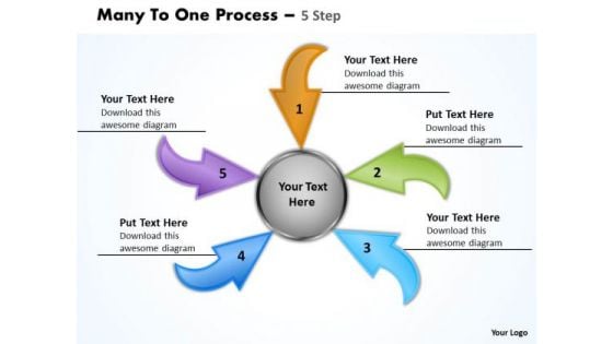 Strategic Management Many To One Process 5 Steps Business Diagram