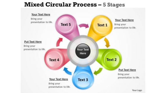 Strategic Management Mixed Circular Process Diagram With 5 Stages Consulting Diagram