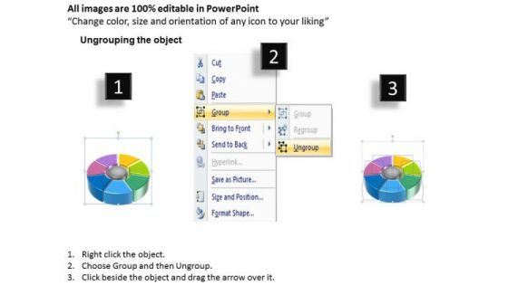 Strategic Management Multicolored Business Process Model With Pie Donut Sales Diagram