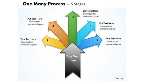 Strategic Management One Many Process 5 Stage Consulting Diagram