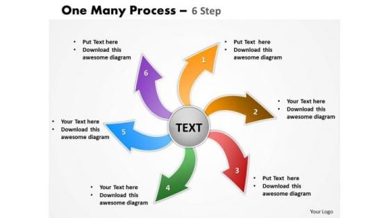 Strategic Management One Many Process 6 Step Business Cycle Diagram