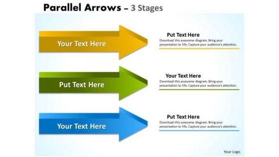 Strategic Management Parallel Arrows 3 Stages Consulting Diagram