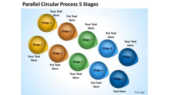 Strategic Management Parallel Circular Process 5 Stages Marketing Diagram