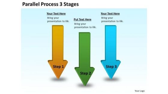 Strategic Management Parallel Process 3 Stages Business Cycle Diagram