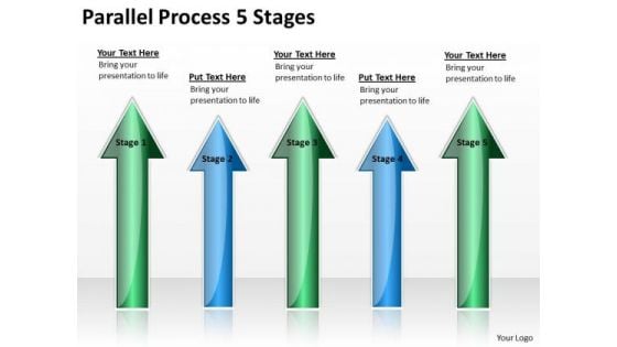 Strategic Management Parallel Process 5 Stages Business Cycle Diagram