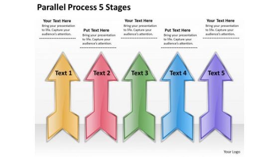 Strategic Management Parallel Process 5 Stages Business Diagram