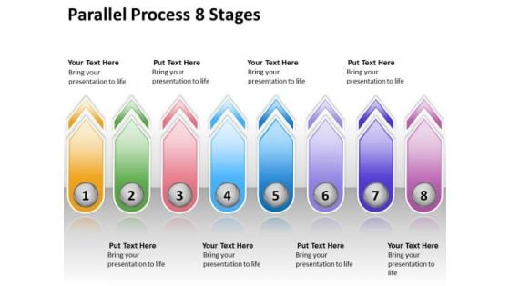 Strategic Management Parallel Process 8 Stages Sales Diagram