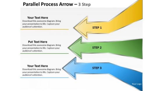 Strategic Management Parallel Process Arrow 3 Step Business Diagram