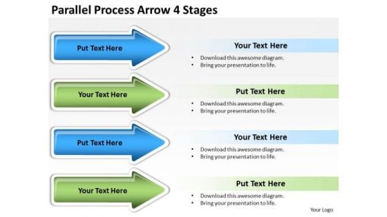 Strategic Management Parallel Process Arrow 4 Stages Marketing Diagram