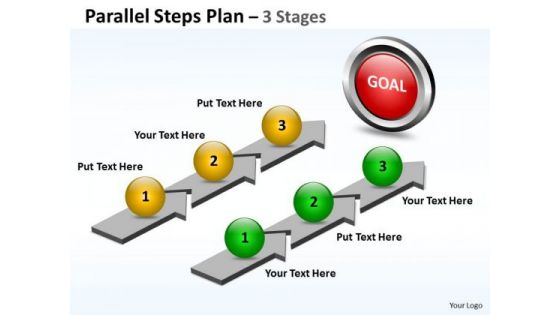 Strategic Management Parallel Steps Plan 3 Stages Style Sales Diagram