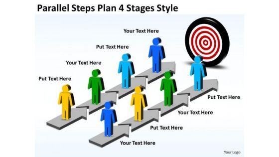 Strategic Management Parallel Steps Plan 4 Stages Style Business Diagram