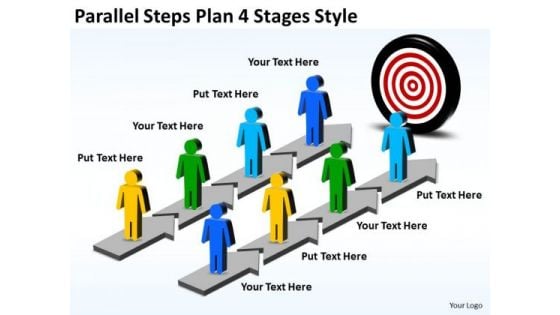 Strategic Management Parallel Steps Plan 4 Stages Style Business Diagram