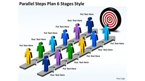 Strategic Management Parallel Steps Plan 6 Stages Style Business Diagram