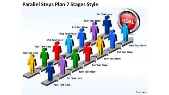 Strategic Management Parallel Steps Plan 7 Stages Style Business Diagram