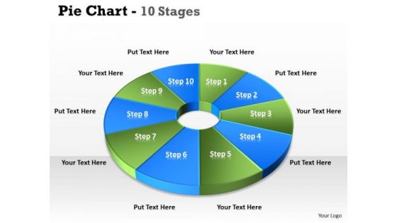 Strategic Management Pie Chart 10 Step Business Diagram