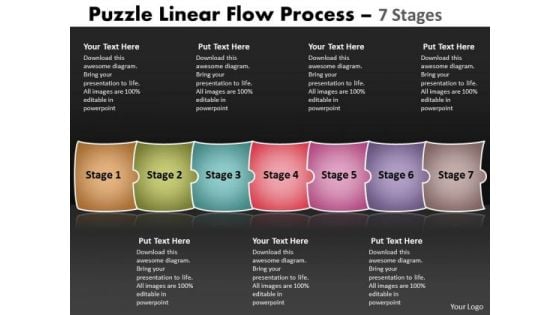 Strategic Management Puzzle Linear Flow Process 7 Stages Strategy Diagram