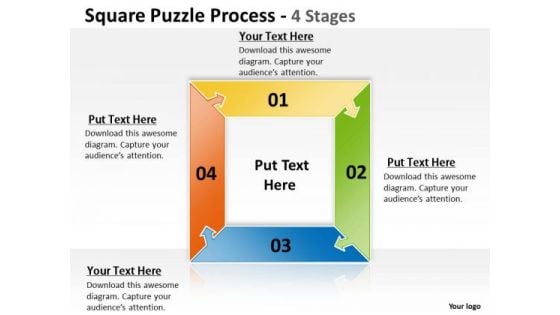 Strategic Management Square Puzzle Process 4 Stages Consulting Diagram