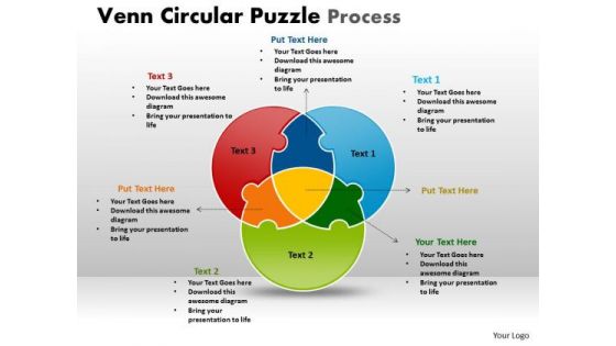 Strategic Management Venn Circular Puzzle Process Marketing Diagram