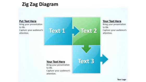 Strategic Management Zig Zag 3 Stages Business Diagram