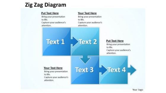 Strategic Management Zig Zag 4 Stages Marketing Diagram