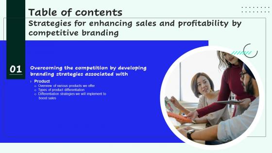 Strategies For Enhancing Sales And Profitability By Competitive Branding Table Of Contents Infographics Pdf
