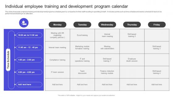Strategies To Build Meaningful Individual Employee Training And Development Program Calendar Demonstration Pdf