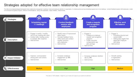 Strategies To Build Meaningful Strategies Adopted For Effective Team Relationship Management Pictures Pdf